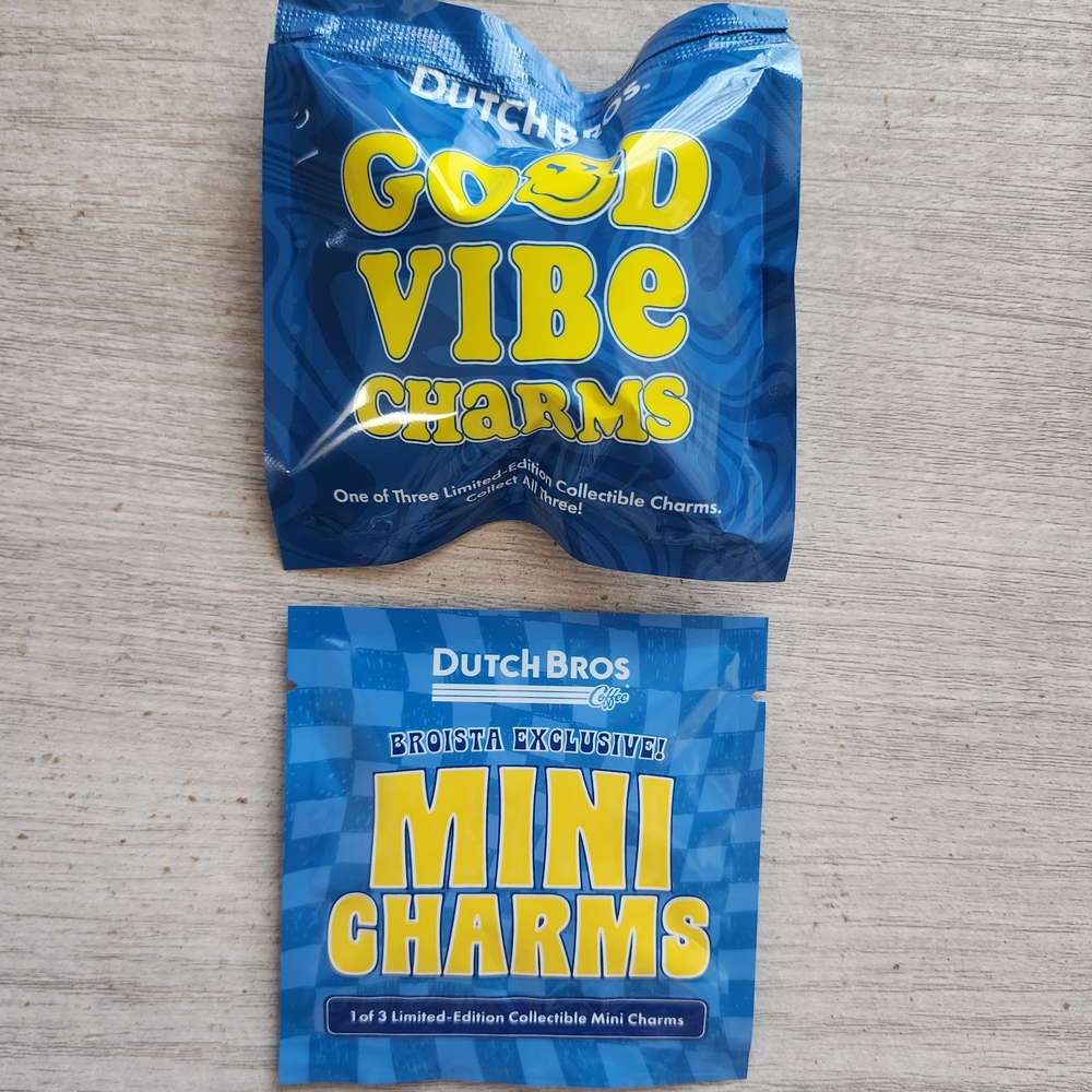 Dutch Bros Coffee Duo *RARE Broista Exclusive Mini and Good Vibe Mystery Charms*
